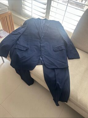 Pal Zileri Navy Pinstripe Two-Piece Suit. Made in Italy.